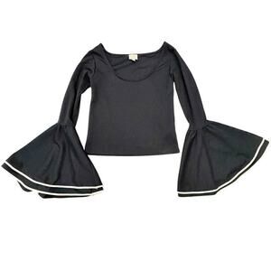 Torn by Ronny Kobo Black Cropped Top White Piping Size XS